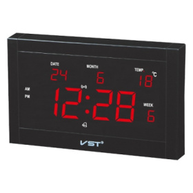 Часы VST771-1 красные цифры+блок