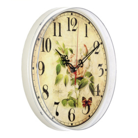 Часы 2524-121 корпус слоновая кость "Роза и бабочки" 