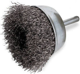 Щетка металлическая зачистная, d 75 мм,вертикальная, щетина 0.3 мм, с осью, Smartbuy Tools