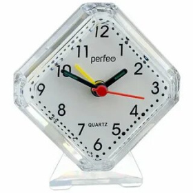Perfeo Quartz часы-будильник "PF-TC-002", ромб. 7,5*8,5 см, белые