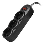 Sven cетевой фильтр SF-03L, 3м., 3 розетки, чёрный