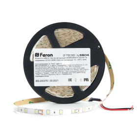 Лента светодиодная, 60SMD(2835)/m 4.8W/m 12V IP65 5m, 6500К, LS604 FERON
