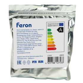 Лента светодиодная, 240SMD(2835)/5м 22Вт/м 24V 5000*10*1.22мм 4000К, IP20, LS503 FERON