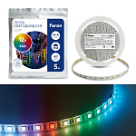 Лента светодиодная, 60SMD(5050)/m 14.4W/m 12V IP65 5m RGB , LS607 FERON
