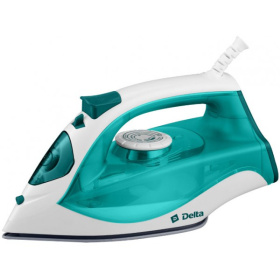 Утюг DELTA DL-756 белый с зелёным, 2200Вт, керамика, антинакипь, самоочистка, паровой удар /23680