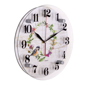 Часы 3030-023 стекло "Птица певчая"