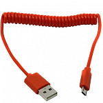 Дата-кабель Smartbuy USB- micro USB.спиральный дл.1.0м, красный iK-12sp