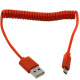 Дата-кабель Smartbuy USB- micro USB.спиральный дл.1.0м, красный iK-12sp