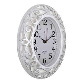 Часы 3126-001 корпус белый с серебром овал "Классика" 