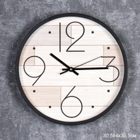 Часы 3006B-13 диаметр 30см, корпус черный, паркет