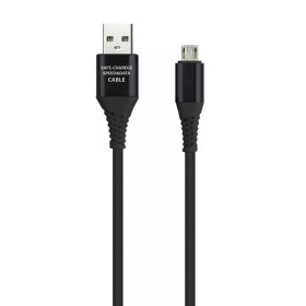 Дата-кабель Smartbuy MicroUSB кабель в рез.оплет. Gear, 1м. мет.након., <2А,черн.(iK-12ERGbox black)