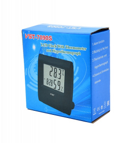 Часы будильник VST-7090S ЧЁРНЫЕ (температура, влажность)