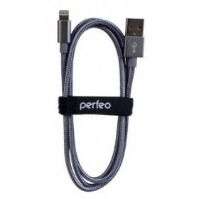 PERFEO Кабель для iPhone, USB - 8 PIN (Lightning), серебро, длина 1 м. (I4305)