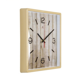 Часы 3028-123 корпус бежевый квадрат "Паркет"