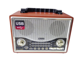 Радиоприемник Ретро KEMAI MD-1706BT+Bluetooth+USB+SD+аккумулятор светлый