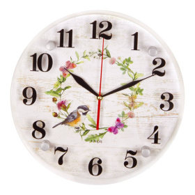 Часы 3030-023 стекло "Птица певчая"