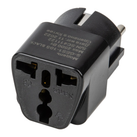 Переходник сетевой S-GES1-10S BLACK , 10А, 2500Вт, с зазем. Черный. ТМ Uniel