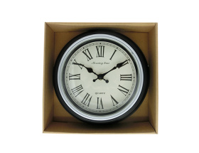 Часы настенные малые черные с сереб ободком / 8683B