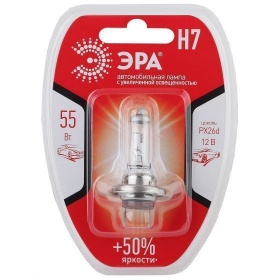 Лампа автомобильная ЭРА Н7 12V 55W +50% Px26d BL