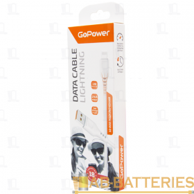 Кабель GoPower GP01L USB (m)-Lightning (m) 1.0м 2.4A ПВХ белый