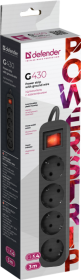Удлин. с зазем. DEFENDER G430 Выкл, 3.0 м, 4 розетки 
