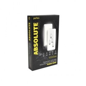 Perfeo Powerbank ABSOLUTE 10000mah In Micro usb,USB /Out USB,Micro usb,Type-C,Lightning, 2.1А/ White