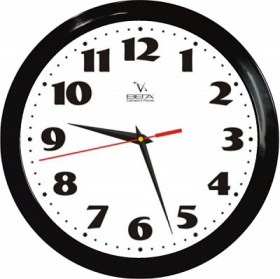 Часы П1-6/6-45 черные с белым циферблатом