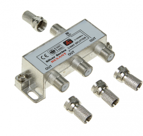 Делитель "BOX" ТВ x 3 + 4шт. F-разъема, 5-1000 МГц "Silver" REXANT 05-6102