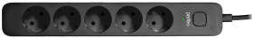 Perfeo сетевой фильтр "POWER STREAM", 2500W, 5,0м, 6 розеток, черный.