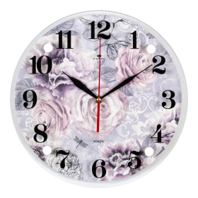 Часы 3030-785 стекло "Розы"