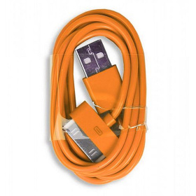 Дата-кабель Smartbuy USB - 30-pin для Apple, цветные, длина 1.2м, оранжевый, iK-412c orange
