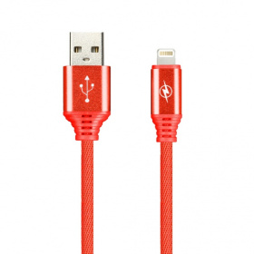 Дата-кабель Smartbuy 8pin TWILL с мет. након 2 А, 1 м iK-512MTW red