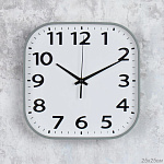 Часы настенные 25 см серые квадратные / Y8025T10-2 