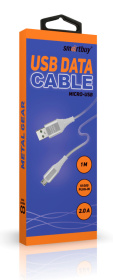Дата-кабель Smartbuy MicroUSB кабель в рез.оплет. Gear, 1м. мет.након., <2А,черн.(iK-12ERGbox black)